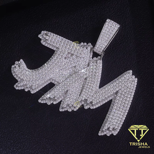 Elegante Colgante con Inicial JM de Diamante Moissanite con Incrustaciones de Piedras Brillantes, Estilo Gótico, Joyería de Lujo Hip Hop - Product Image 5
