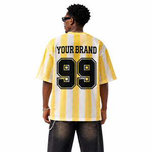 Breathable Retro <b>Soccer</b> Shirt Custom Stripe Design Oversized Polyester Mesh Unisex American Football Jersey Wholesale Supplier - Product Image 4