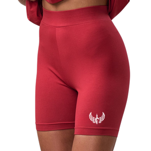Shorts de cyclisme rouges pour femmes, taille haute, extensibles, pour la gym, le fitness, l'entraînement et les activités sportives - Product Image 3