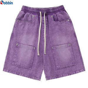 Shorts en jean pour homme, style streetwear hip-hop, été, personnalisés, 6 poches, délavés à l'acide, taille mi-haute, boutonnés, coupe ample et baggy - Product Image 4
