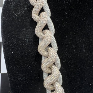 925 Sterling Silver <b>Iced</b> <b>Out</b> Cuban Link <b>Chain</b> VVS Moissanite Round Brilliant Cut Hip Hop Necklace Unisex - Product Image 3