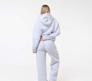 Ensemble de survêtement pour homme à manches longues, deux pièces, à capuche, en polaire, coupe-vent, respirant, pour la course à pied, vêtements de sport, vente en gros, personnalisé, 100% coton - Product Image 2