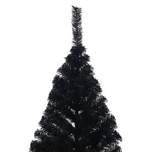 Semi-sapin de Noël artificiel en PVC noir de 1,80 m avec support – Décoration festive pour les fêtes - Product Image 5