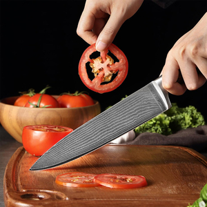 Ensemble de couteaux de chef en acier Damas, couteaux de cuisine avec étui en cuir, outils de cuisine professionnels pour la maison et la restauration - Product Image 4