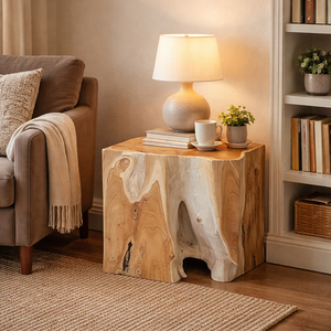 Table d'appoint carrée moderne et artistique en racine de teck massif durable, table basse/tabouret en bois naturel pour la décoration intérieure – Vente en gros - Product Image 5