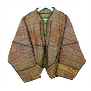 Perfect Gift Loved Ones Vintage Kantha Floral Luxury Handmade Indian Cotton <b>Quilted</b> Eco-Friendly Kimono Winter <b>Jackets</b> - Product Image 1