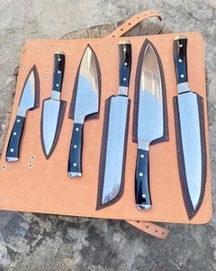 Ensemble de couteaux de cuisine artisanaux écologiques personnalisés en acier inoxydable avec manche en bois Pakka, trois pièces, pour droitier, directement de l'usine, le meilleur - Product Image 1