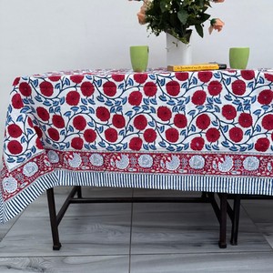 Unique Simple Floral Hand Block Printed Indian Cotton Eco-Friendly Durable <b>Table</b> <b>Cover</b> for <b>Table</b> Styling Jaipuri - Product Image 1