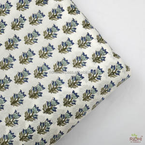 Tela de algodón con estampado de bloque de mano Floral de oliva azul de alta calidad, textil indio ligero suave para vestido, acolchado, decoración - Product Image 5