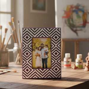 Marco de Fotos Artístico Hecho a Mano con Incrustaciones de Hueso de Resina, Diseño de Mosaico de Lujo, para Sala de Estar y Dormitorio Modernos - Product Image 4