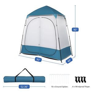 Tenda Doccia Portatile Pop-Up da Campeggio 90x90x48 Pollici per Esterni, Cabina Istantanea a 2 Stanze con Spogliatoio e Riparo per Cambiarsi - Product Image 6