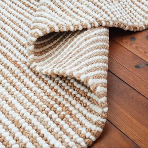 Alfombra Artesanal de Lana y Yute, Alfombra Boho a Rayas Naturales, Ecológica, Rústica, para Sala de Estar, Dormitorio, Decoración del Hogar - Product Image 3