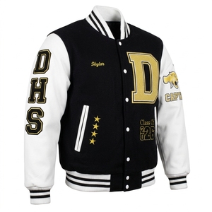 Chaqueta Varsity de Lana Premium con Mangas de Cuero Sintético, Chaquetas Bordadas de Equipos Universitarios de Béisbol - Product Image 5