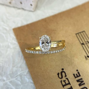 Trendy Design Oval Cut Lab Grown Diamond <b>Wrap</b> Band in 14K Yellow Gold with IGI Certified Diamond Ring for Women's - Product Image 4
