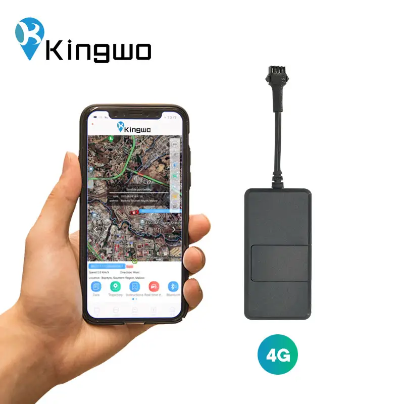 Mini rastreador GPS inteligente con cable Kingwo LT01 para seguimiento de vehículos y rastreador GPS para automóviles con aplicación Android e IOS