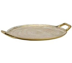 Classic Finish Metal Serving <b>Tray</b> Durable Dining Carry Plate for Festive <b>Buffet</b> and Special Gathering - Product Image 6