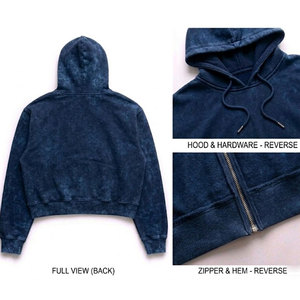 Sweat à capuche zippé pour homme, logo personnalisé, coton French Terry, impression en relief, haute qualité, lourd, vintage, effet délavé à l'acide - Product Image 4