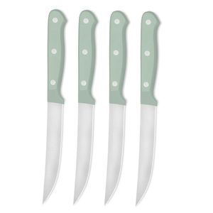 Juego de 4 Cuchillos para Carne Premium con Hojas Curvas de Acero Inoxidable Afiladas y Mangos Negros con Triple Remache para Restaurantes - Product Image 5