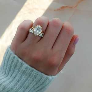 Bagues de fiançailles en diamant 4 carats, taille ovale, cultivées en laboratoire, serties clos, solitaires minimalistes, pour usage quotidien, bijoux de mariage en or massif 14K 18K - Product Image 5