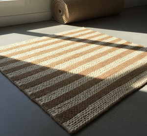 Alfombra de poliéster a rayas verticales | Alfombra de área de contraste de textura de tejido plano y trenza gruesa antideslizante hecha a máquina - Product Image 2