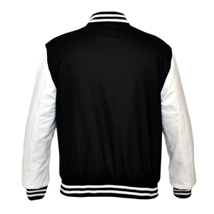 Premium Quality Custom Lettermen Varsity <b>Jackets</b> Navy Blue Wool Body White Leather Sleeves Varsity <b>Jacket</b> - Product Image 3