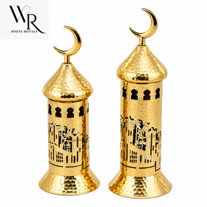 Luxury Silver Metal Minaret Ornament Set for Ramadan Decoration Islamic Home Decor <b>Eid</b> Mubarak <b>Gift</b> Mosque Figurine Minaret - Product Image 3