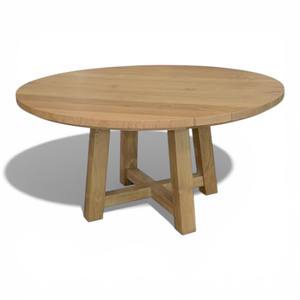 Mesa de Comedor Redonda Moderna de Madera de Teca Sólida con Acabado Natural, Estilo Escandinavo, Mesa de Cocina Circular para 4-6 Personas, Muebles para Restaurante - Product Image 5
