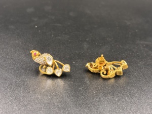 Boucles d'oreilles clous en or avec diamants taille poire et rubis, bijoux de fête classiques de luxe en argent pour femme - Product Image 4