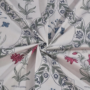 Ensemble de draps en coton imprimé à la main en Inde |   Couvre-lit indien floral de Jaipur avec housses de coussin, style bohème, pour lit Queen ou King, drap plat - Product Image 4