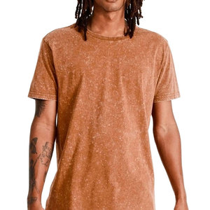 T-shirt délavé personnalisé avec logo, style vintage pour homme, en coton et polyester épais, streetwear décontracté - Product Image 4