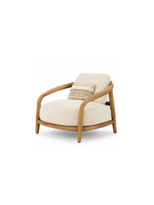 Fauteuil en bois moderne avec dossier confortable en lin, idéal pour le salon, la maison ou la terrasse. - Product Image 5