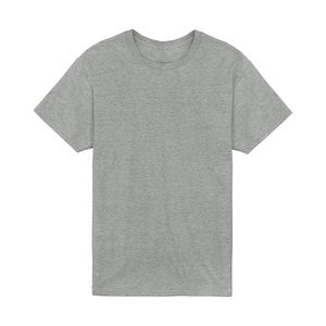 เสื้อยืดคอกลมแขนสั้นสีเทาสำหรับผู้ชาย ทรงปกติ ผ้าเจอร์ซีย์คอตตอน 100% สีพื้นเรียบง่าย ดีไซน์เรียบ - Product Image 1