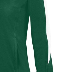 Green Women Full Zip <b>Track</b> <b>Jacket</b> with Pink Embroidered Logo Long Sleeve Athletic Casual Sports Outerwear Comfortable Fashion - Product Image 6
