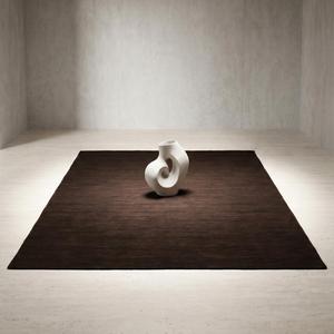 Alfombra de Lana Anudada a Mano de Lujo, Color Marrón Oscuro Sólido, Diseño Floral Clásico, Pelo Plano, Decorativa para Sala de Estar y Oficina - Product Image 3
