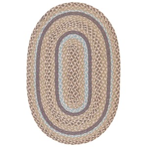<b>Oval</b> Braided Jute Area <b>Rug</b> Striped Pattern Farmhouse Style Thin Pile Living Room Spot Clean Reversible - Product Image 5