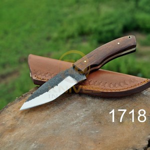 Couteau de chasse en acier forgé artisanal avec manche en bois et étui en cuir, lame fixe personnalisée, couteau de survie pour le camping en plein air - Product Image 5