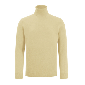 Pull en laine noir à col roulé pour homme, manches longues, tricoté, couleur unie, coupe standard, automne - Product Image 2