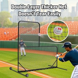 Rete da baseball a L da 84FT x 84FT con ruote, gabbia da allenamento da 42FT x 42FT per battuta e lancio - Product Image 1