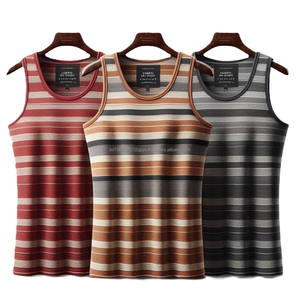 Men's 100% Cotton <b>Tank</b> <b>Top</b> with <b>Striped</b> Pattern Knitted Weaving Method, Breathable and Quick Dry - Product Image 5