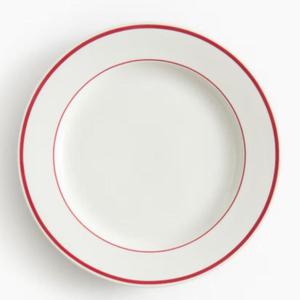 Plateau à beurre en émail blanc avec bord rouge, forme rectangulaire, style rétro, avec couvercle, vaisselle et assiettes, plateaux à beurre en émail métallique, ensembles - Product Image 3