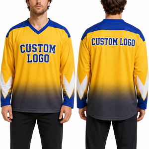 Maillot de hockey sur glace personnalisé pour joueur, style professionnel moderne, pour gardien de but, prêt pour la patinoire, colorblock, rayé, imprimé, logo brodé - Product Image 3