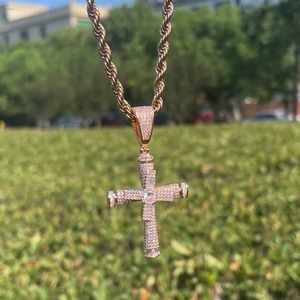 Criss <b>Cross</b> Luxury Certified Pendant 925 <b>Silver</b> Rose Gold Plated Moissanite Iced Religious Charms Communication Gift - Product Image 1
