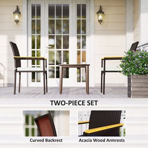 Set di 2 Sedie da Pranzo Impilabili in Vimini Bianco Crema con Cuscini, Schienale e Braccioli per Terrazza e Giardino - Product Image 4