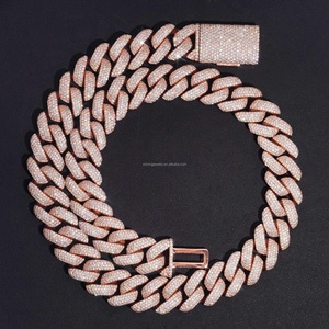 Rose Gold Iced Out Cuban Link Chain <b>Necklace</b> Sterling Silver Prong Set VVS1 Moissanite Hip Hop Luxury <b>Statement</b> Piece - Product Image 4