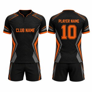 Camiseta de Fútbol MEGAMAPLE con Nombre del Club, Unisex, Sin Mangas, Cuello en V, Negra y Naranja, Sublimada, Transpirable, de Poliéster que Absorbe la Humedad, para Adultos - Product Image 1
