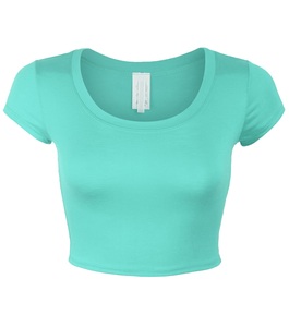 Haut court moulant tendance et mignon pour femme, débardeur basique à col rond et manches courtes, idéal pour l'été et les adolescentes - Product Image 1