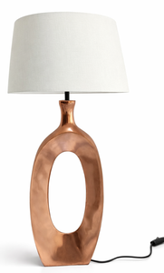 Lámpara de metal decorativa para sala de estar, soporte de lámpara ovalado creativo, bombillas halógenas y LED, luz blanca cálida, tela de lino minimalista - Product Image 6