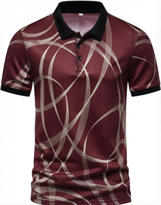 Camisa de Hombre con Bloques de Color, Manga Corta, Cierre de Cremallera, Diseño Casual de Punto Estampado, Largo Regular, Spandex/Poliéster, Transpirable, con Bolsillo - Product Image 5