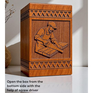 Handmade Carpenter Cremation Urn | Engraved Woodworker <b>Memorial</b> <b>Box</b> Funeral <b>Memorial</b> <b>Keepsake</b> by AYAANS - Product Image 4