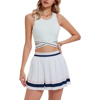 Ensemble de sport pour femme, été, sans col, color block, robe de pickleball, débardeur et jupe, au-dessus du genou, coupe droite, séchage rapide
